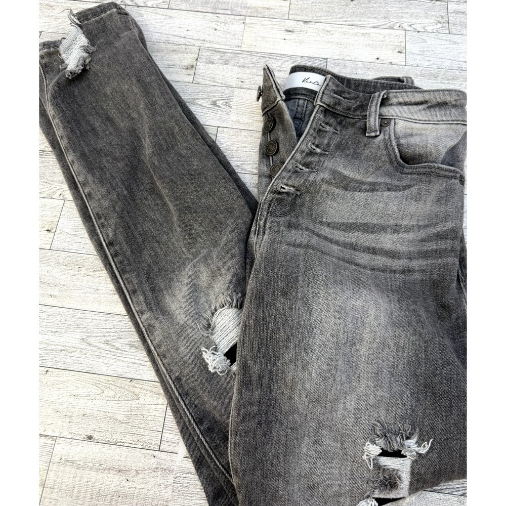 KanCan Womens Jeans Black Button Fly Mid-Rise Ankle Skinny Denim Stretch 5/26